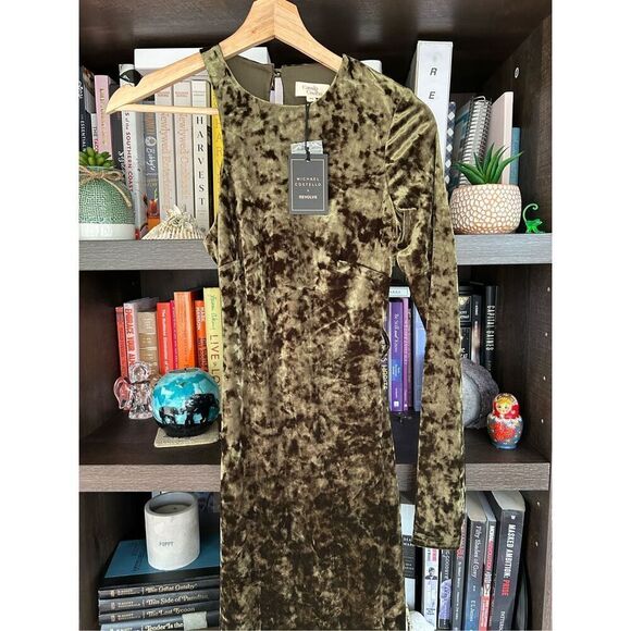 NWT Camila Coelho X Revolve Gabriel Olive Green Velvet Strappy Maxi Dress XS - Picture 5 of 14